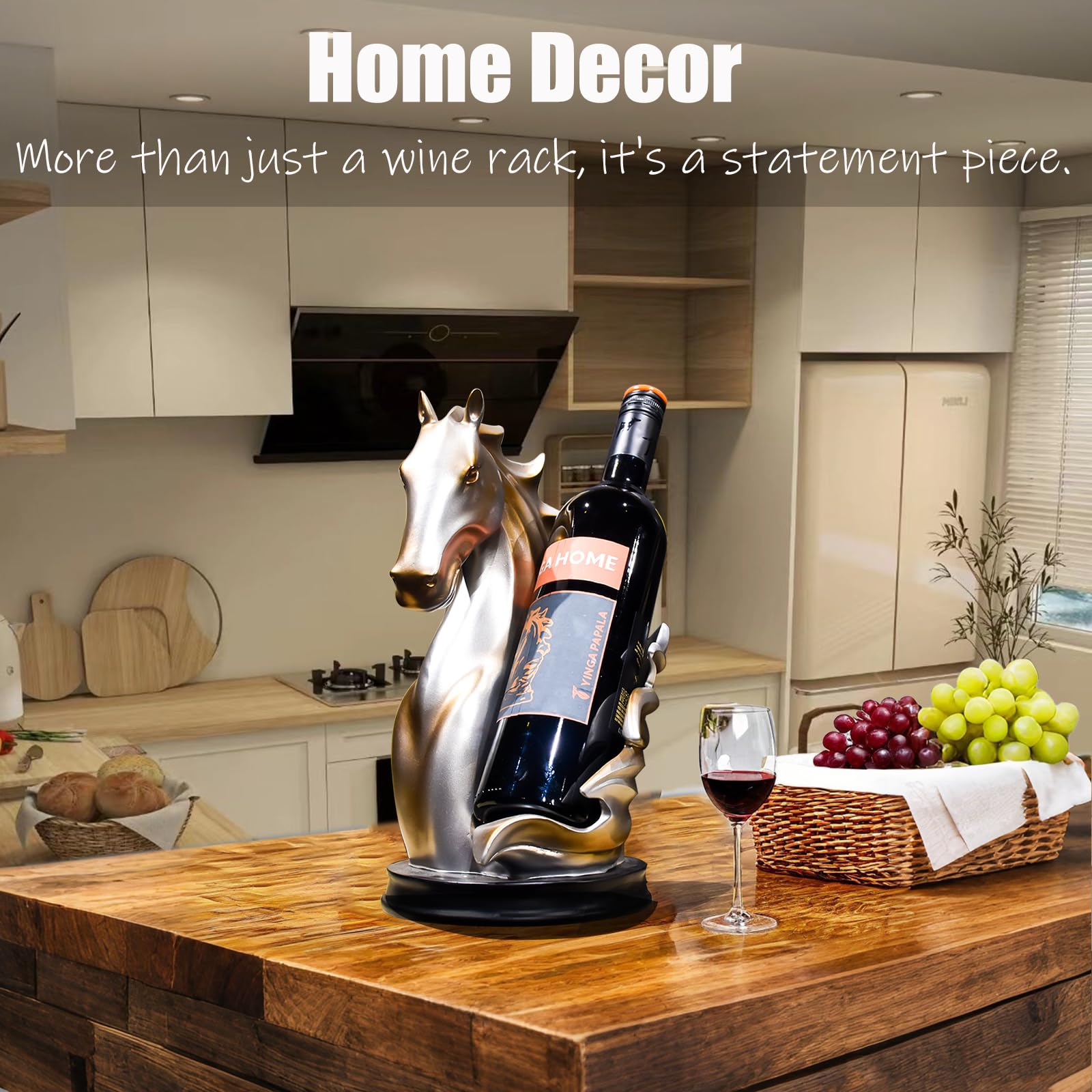 YINGAVERSAI decorative bottle holder keeps bottles organized while enhancing shelves or countertops.