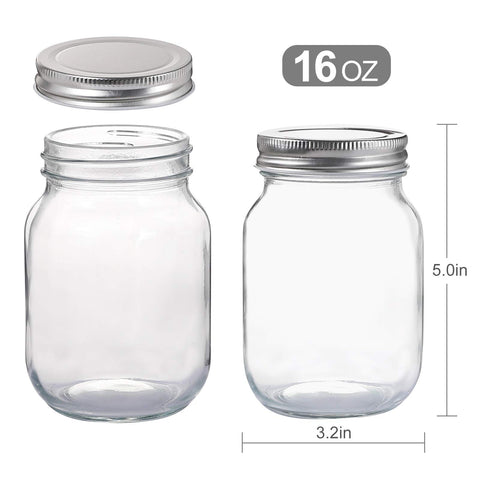 YINGERHUAN clear glass mason jar 16oz ideal for pantry visibility and labeling.