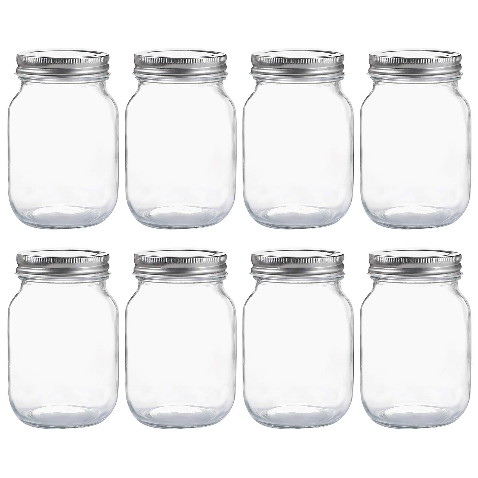 YINGERHUAN glass regular-mouth mason jar with silver lid for airtight storage.