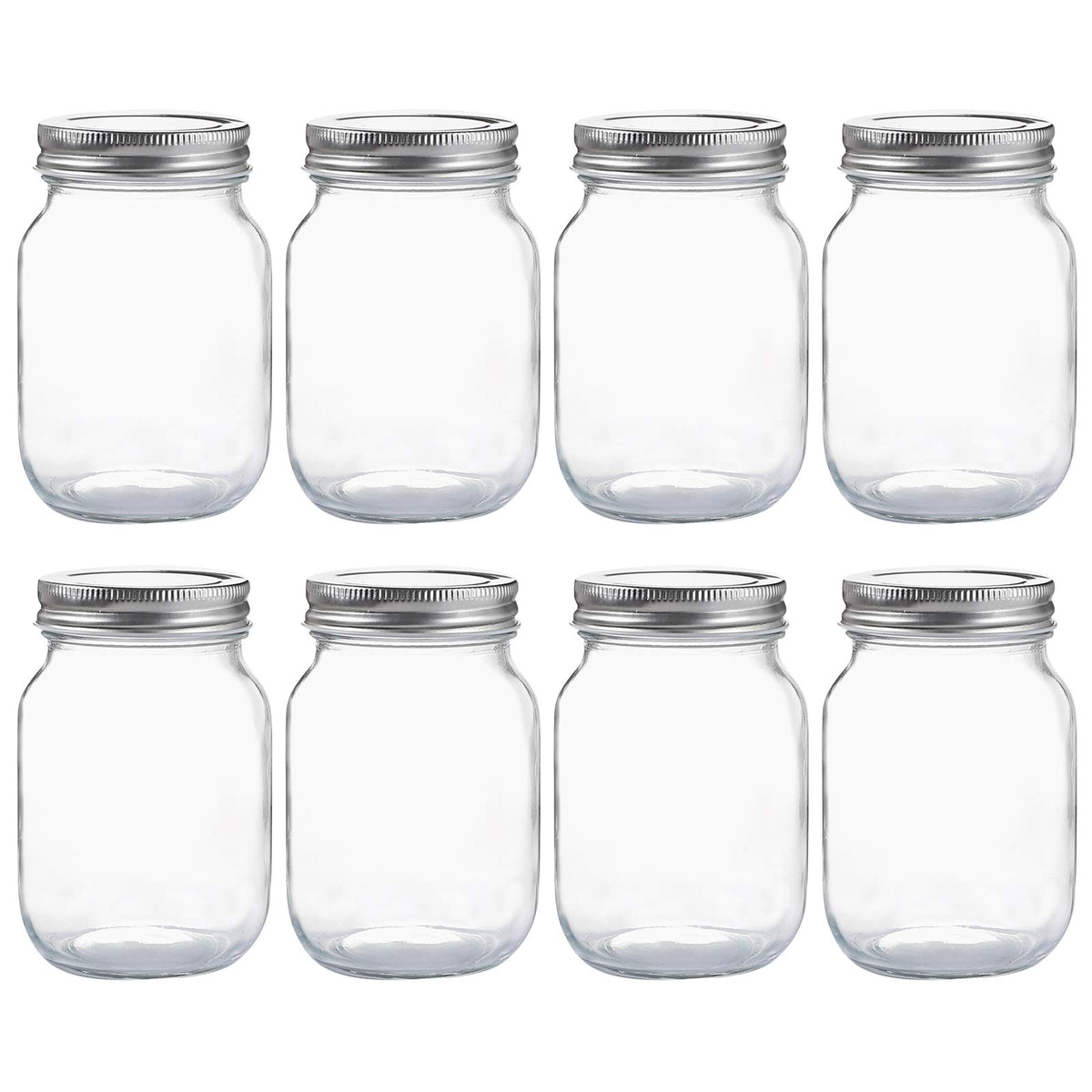 YINGERHUAN glass regular-mouth mason jar with silver lid for airtight storage.
