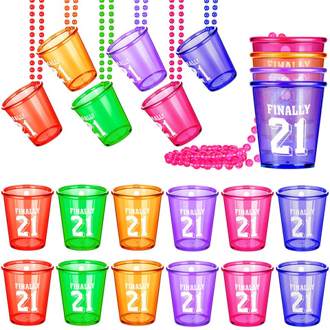 Yinkin shot glass necklace with green beads, a durable party accessory