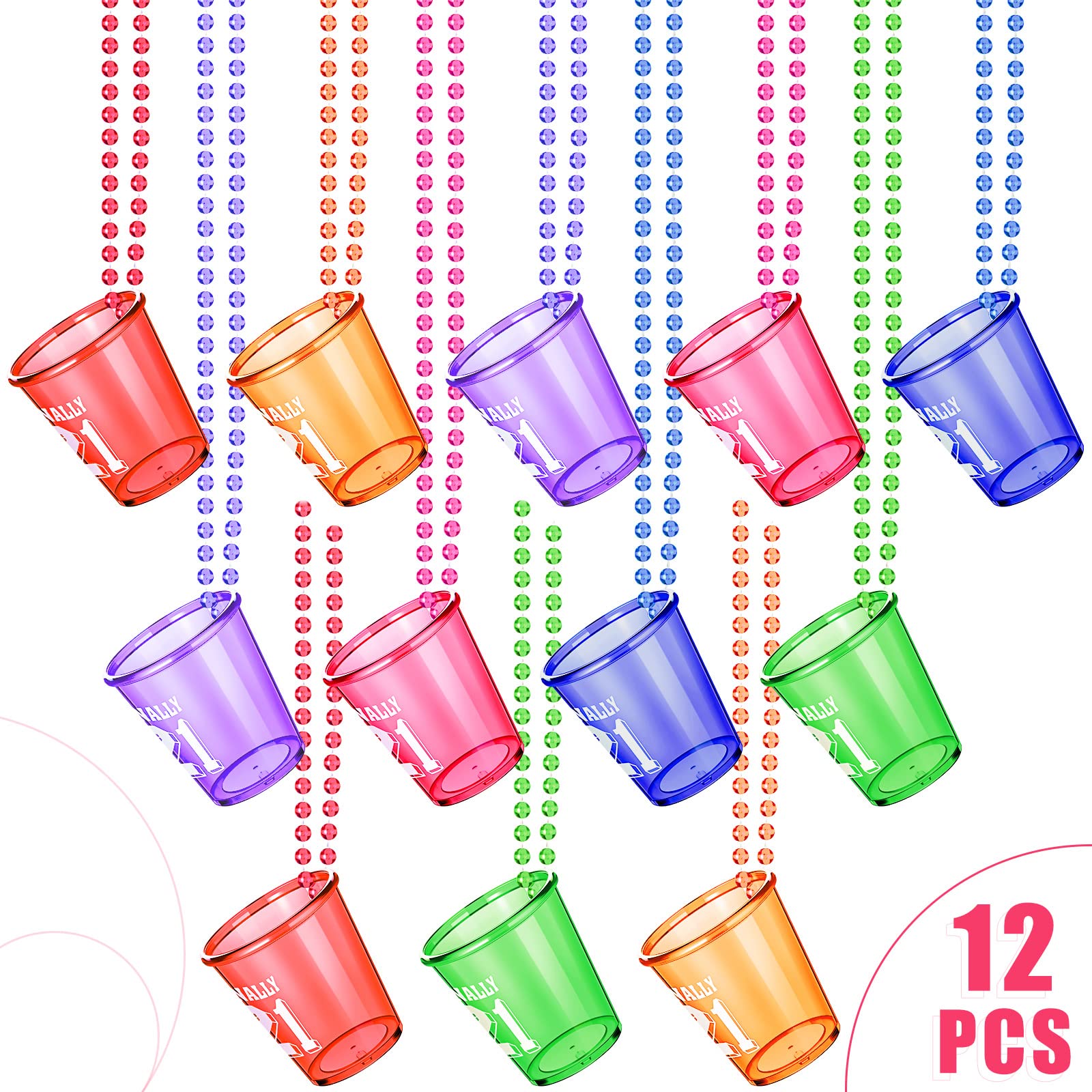 Yinkin shot glass necklace with purple beads, stylish wearable decor