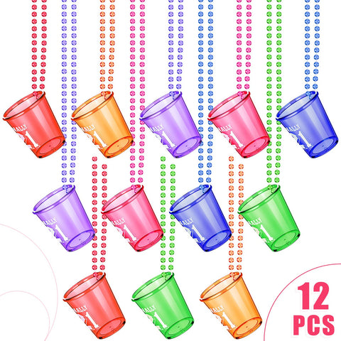 Yinkin shot glass necklace with purple beads, stylish wearable decor