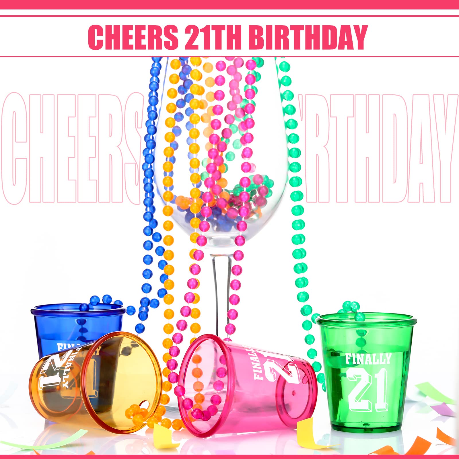 Yinkin shot glass necklace with red beads, festive wear prop