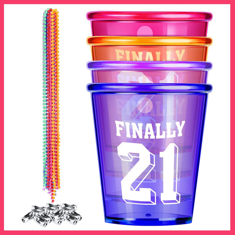 Yinkin shot glass necklace with rose beads, vibrant celebration accessory