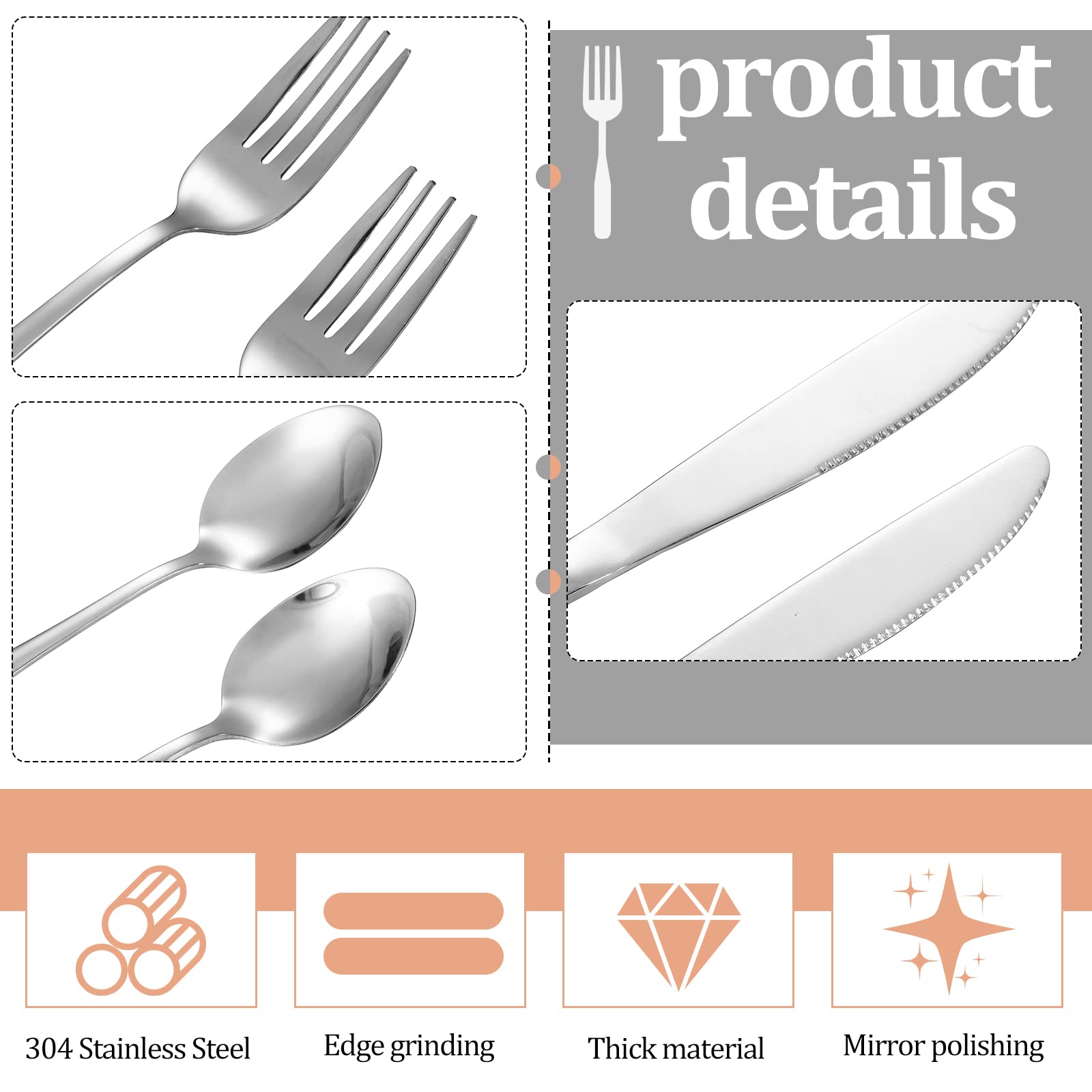 Yinkin stainless steel spoon with polished finish for daily meals.