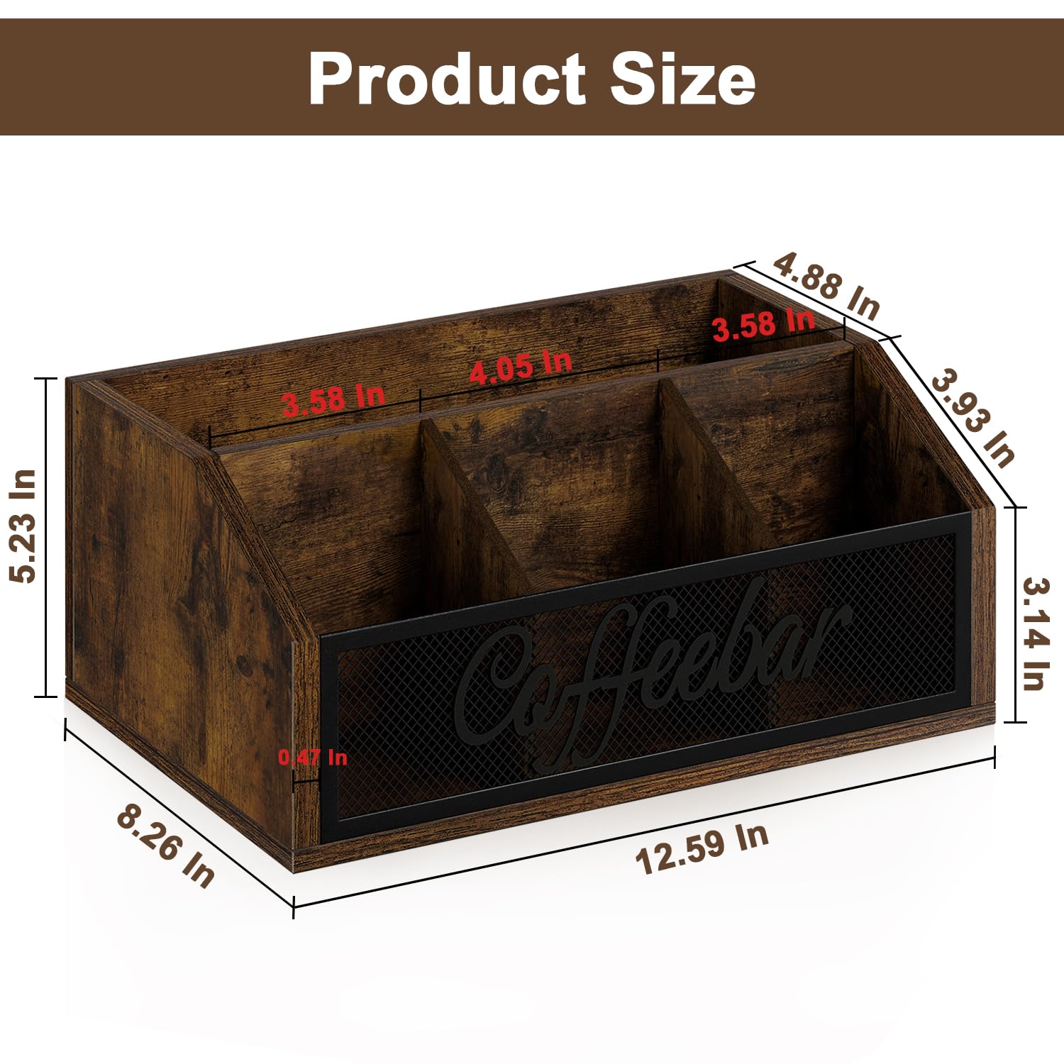 YINMIT removable dividers enable flexible pod, syrup, and cup configuration.