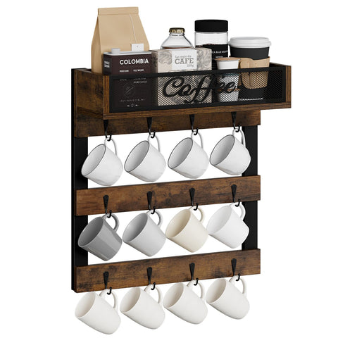 YINMIT coffee mug holder wall-mounted for clutter-free kitchen countertops.