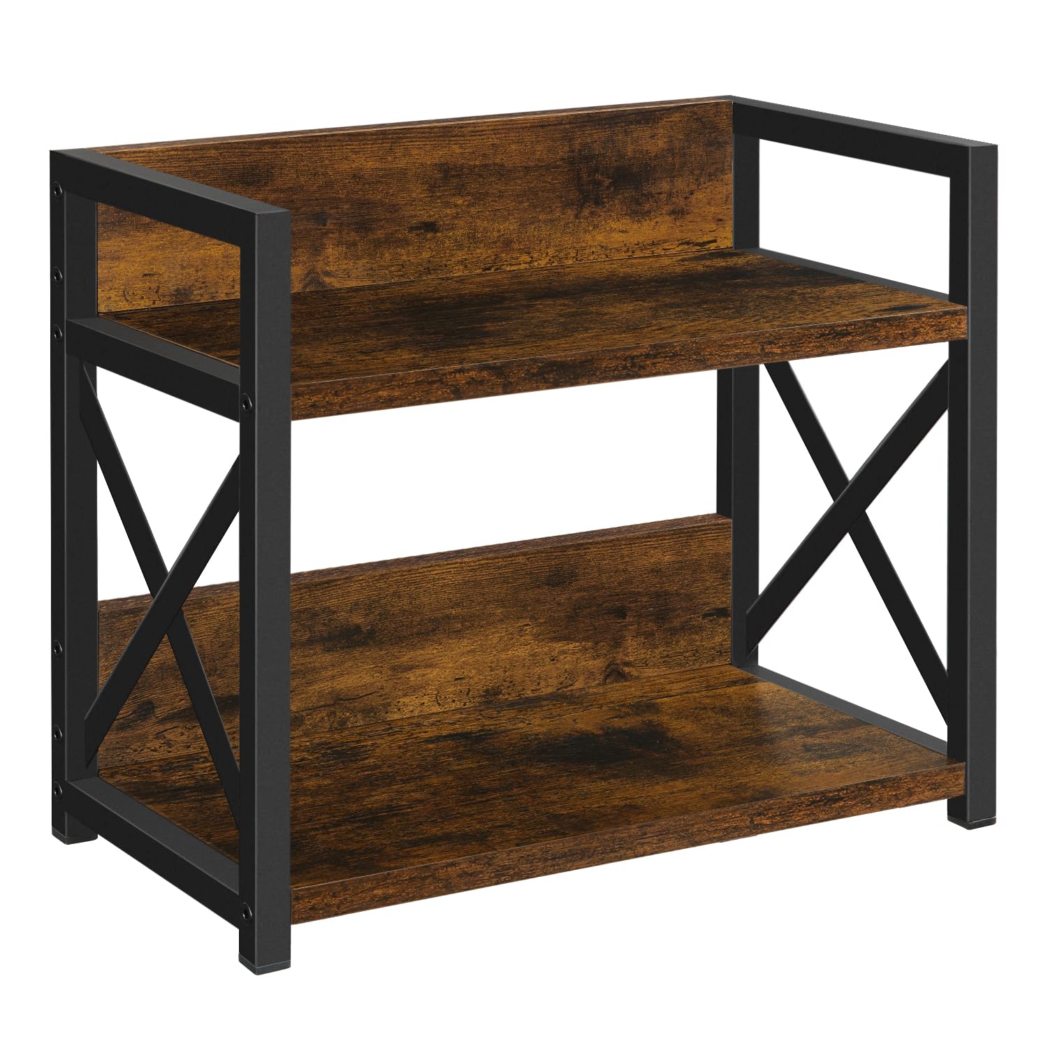 YINMIT countertop shelf organizer in rustic brown, ideal for mug storage.