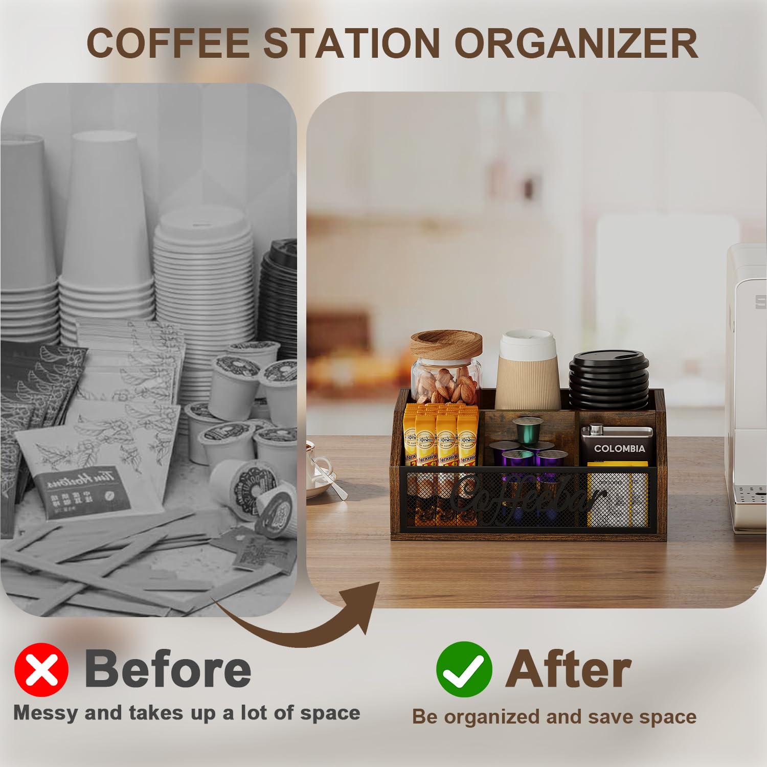 YINMIT back compartment stores cups and syrups within easy reach.