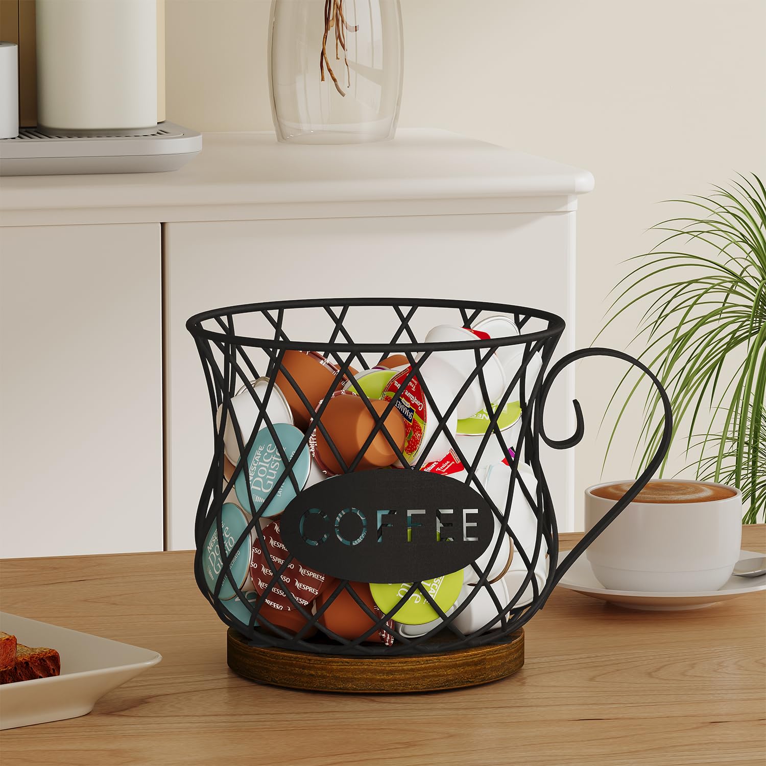 YINMIT K Cup Holder side view highlighting sturdy wire frame and compact footprint