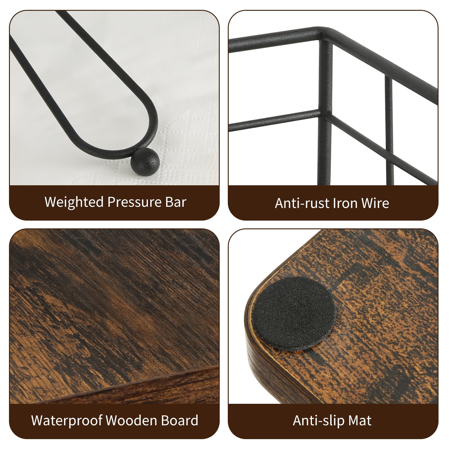 YINMIT black frame base protects surfaces and keeps napkins tidy.