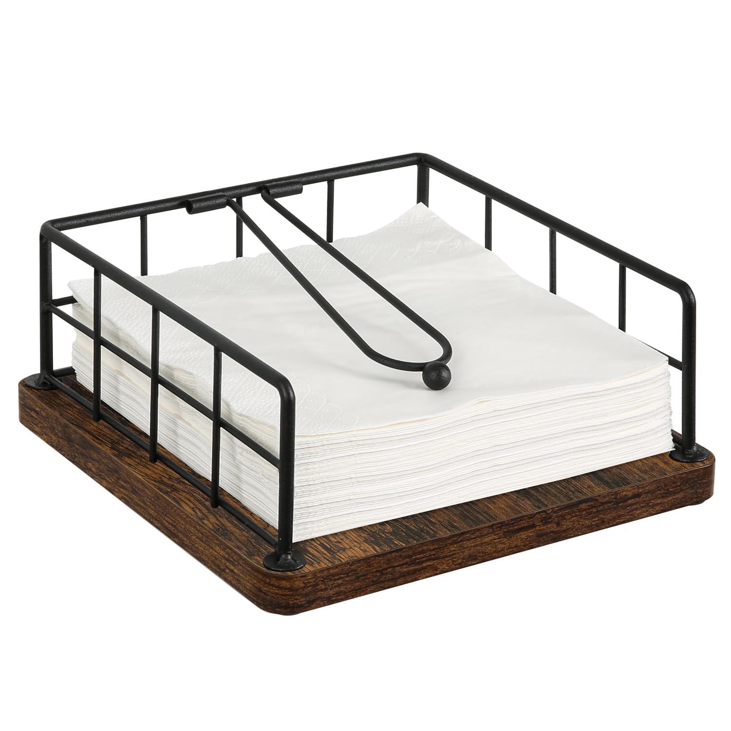 YINMIT napkin holder with weighted arm keeps napkins neat on the table.