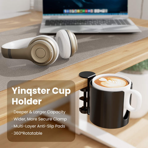 Yinqster extra-wide clamp secures to sturdy desks for stability.