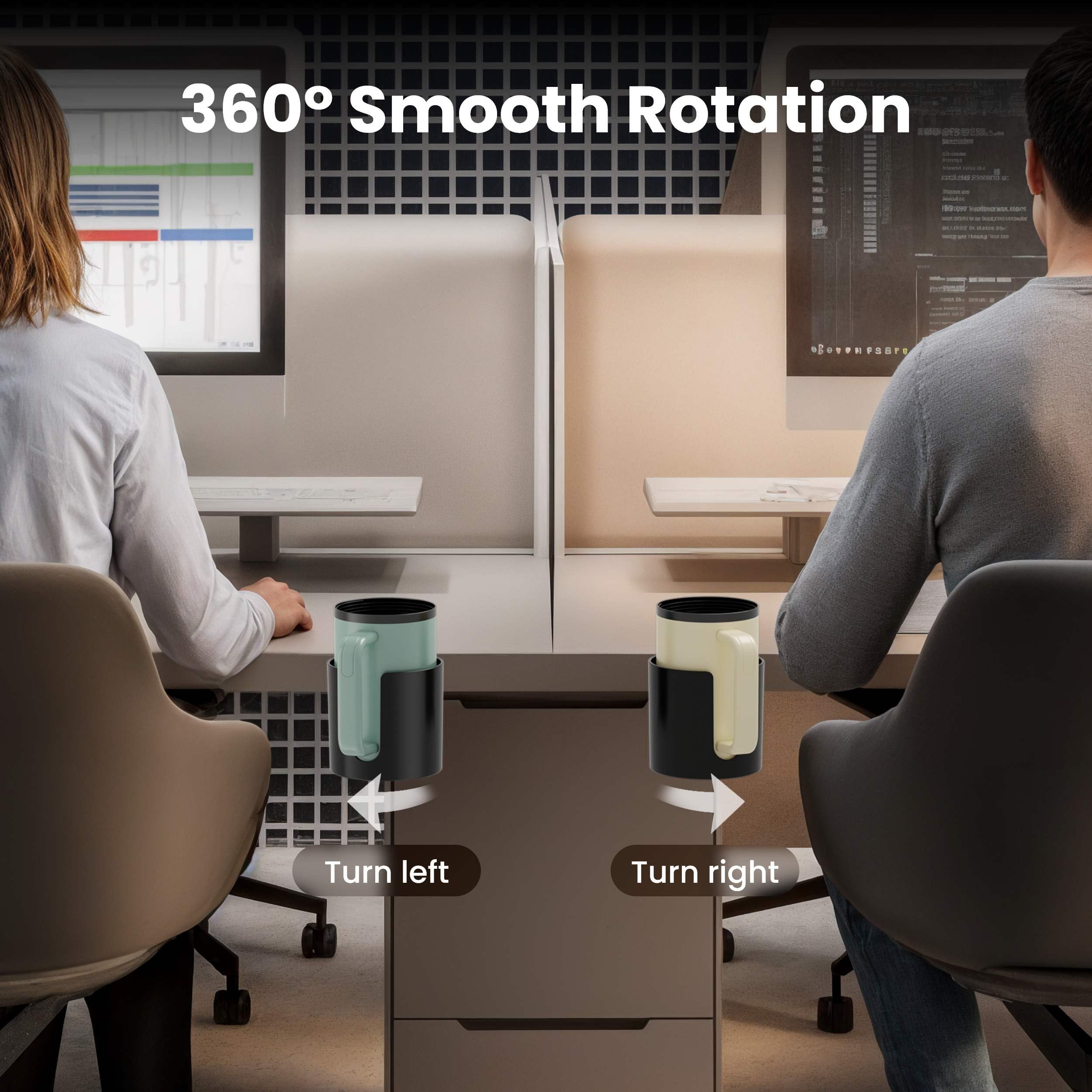Yinqster U-shaped slot supports cups with or without handles.