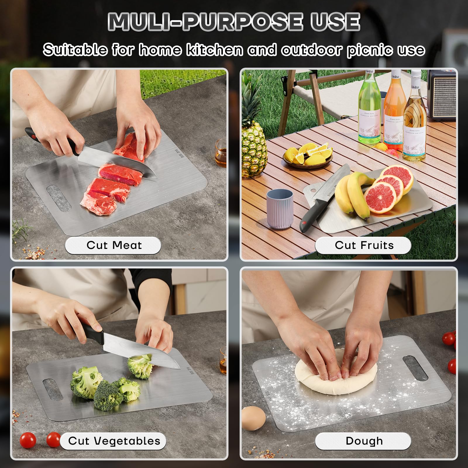 Yiorr Katuchef durable titanium board resists grooves for long-lasting performance.