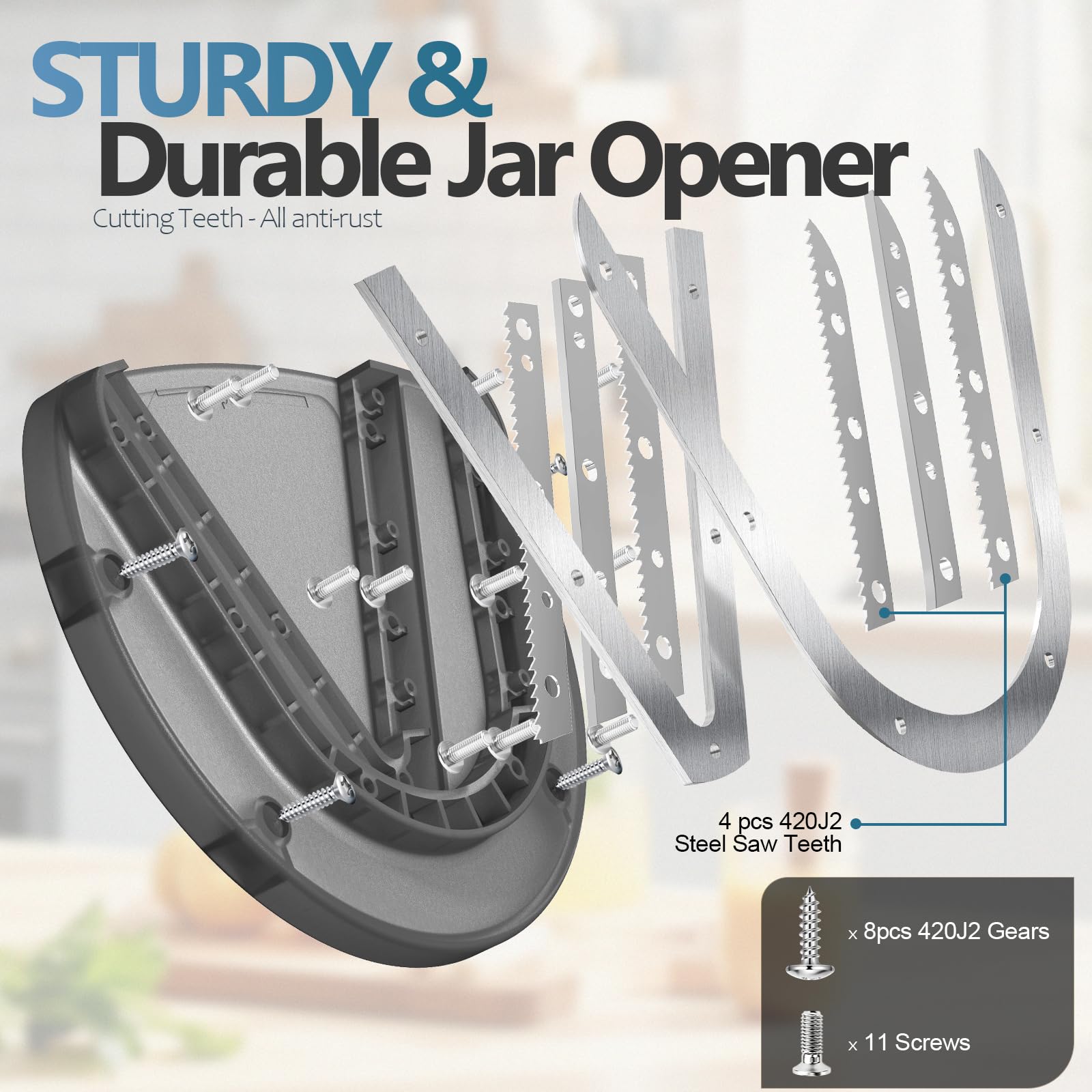 Yiortwo stainless-steel teeth in action secure grip on tight lids.