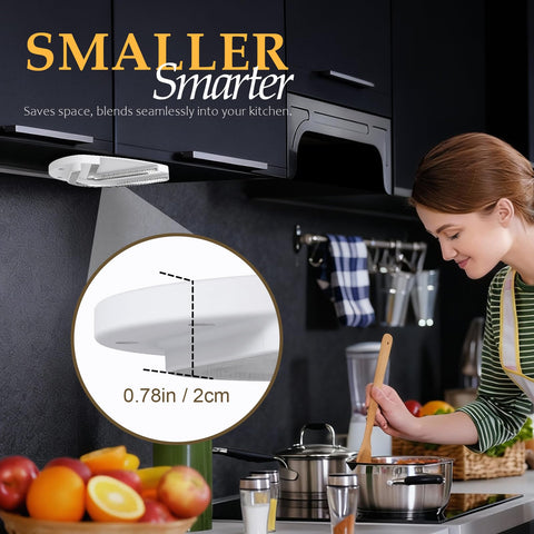YIORTWO under-cabinet mounting system keeps the opener secure.