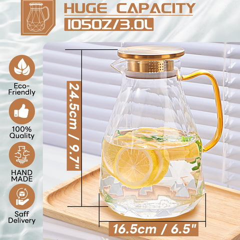 Yirilan diamond-pattern water carafe adds table elegance.