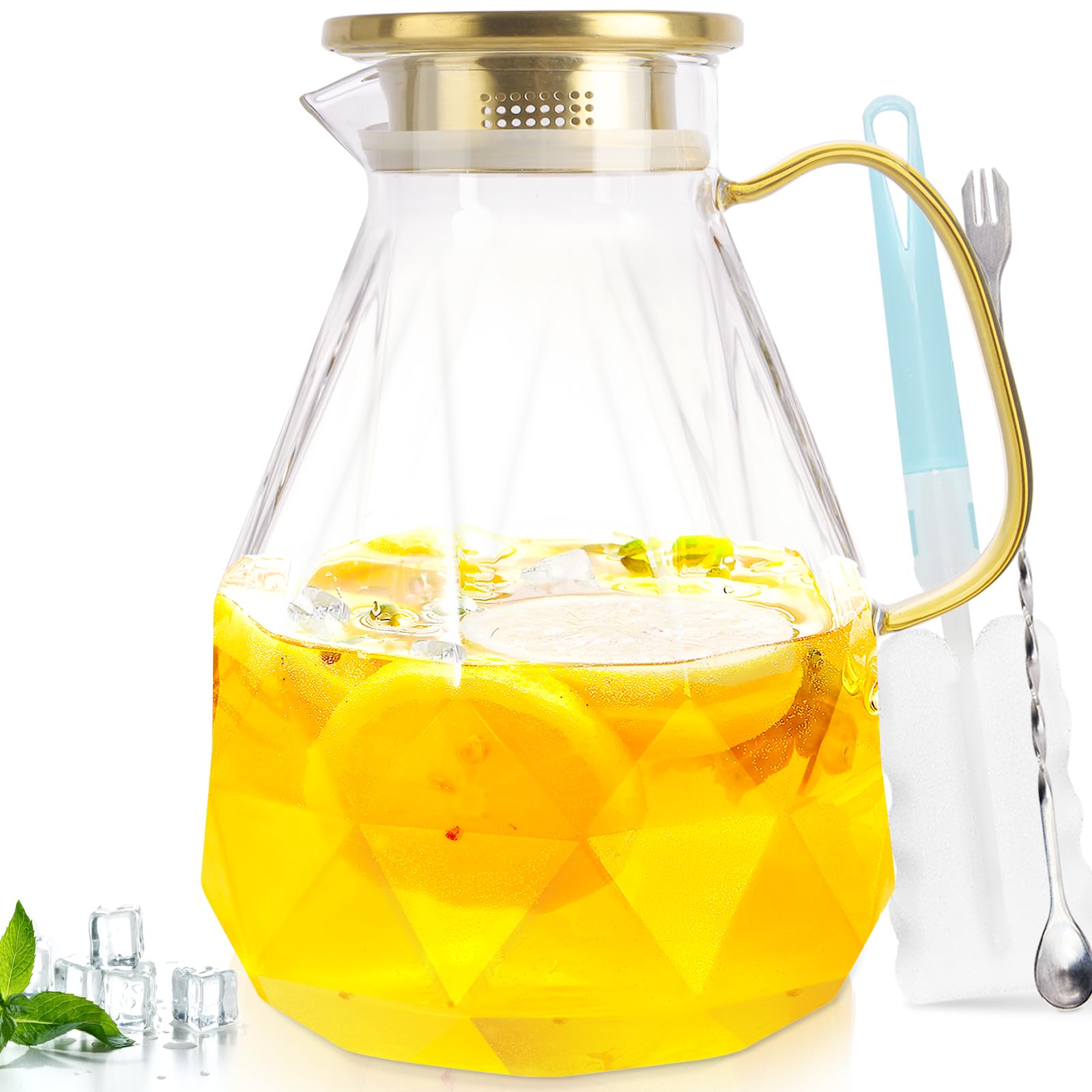 Yirilan Glass Pitcher 3L with lid for family hydration.