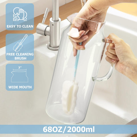 Yirilan Glass Pitcher dual outlets enable fast pour and filtration.