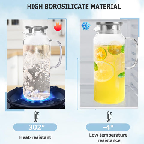 Yirilan Glass Pitcher ergonomic handle for comfortable grip during serving.