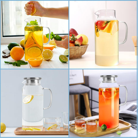 Yirilan Glass Pitcher versatile for water, iced tea, and juice.