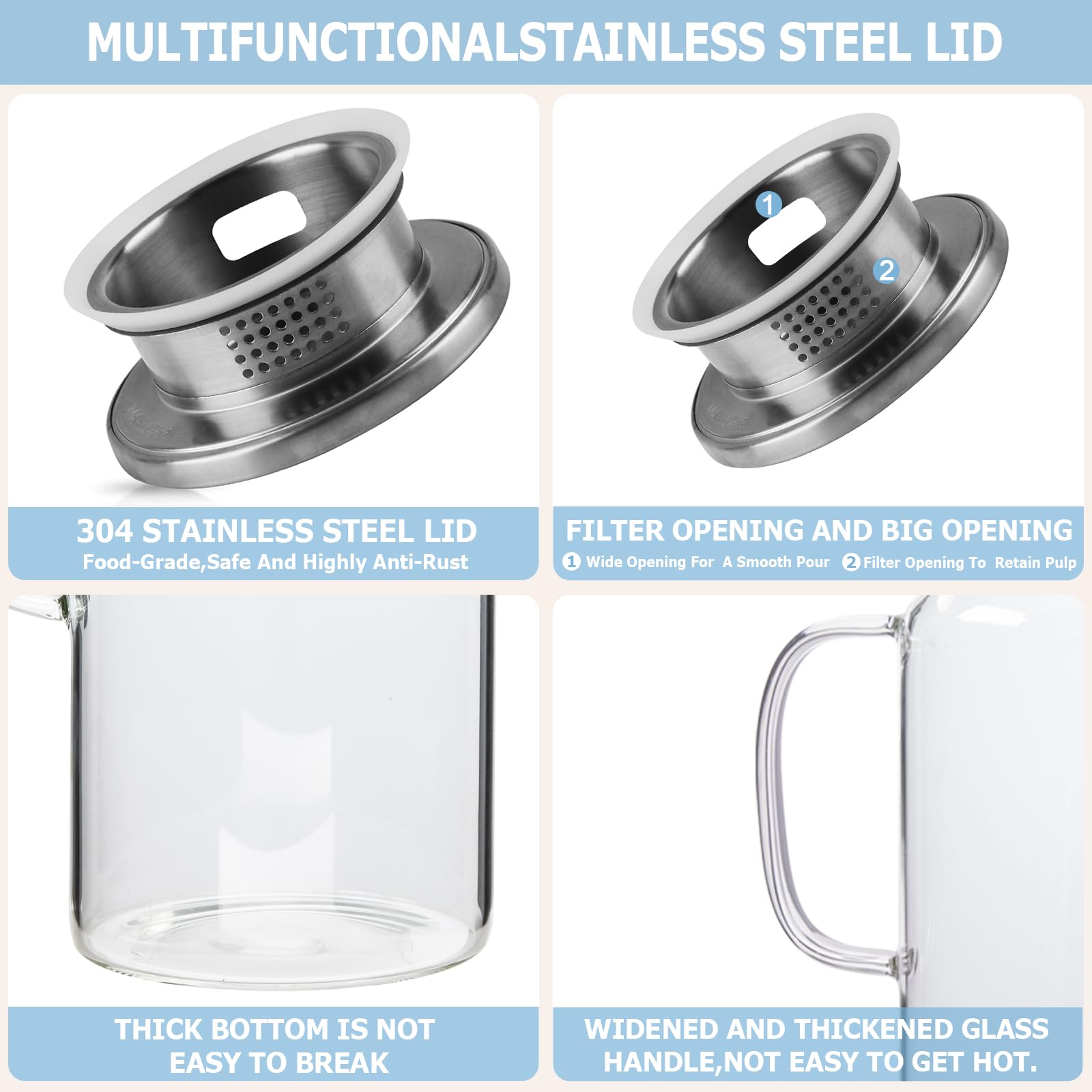 Yirilan Glass Pitcher is stovetop safe and easy to clean.