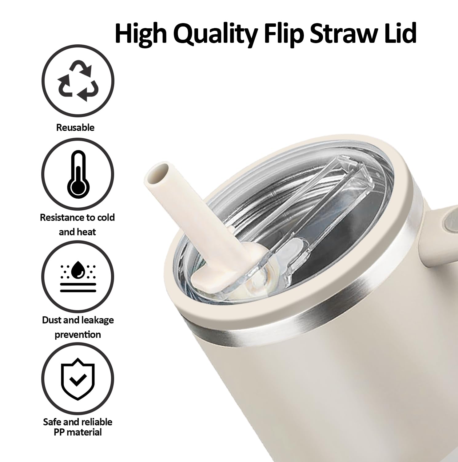 Yirnno Stanley 40oz quencher cream lid tipped over leak-proof