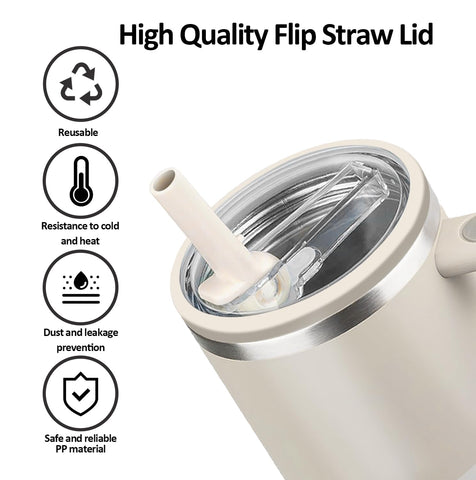 Yirnno Stanley 40oz quencher cream lid tipped over leak-proof