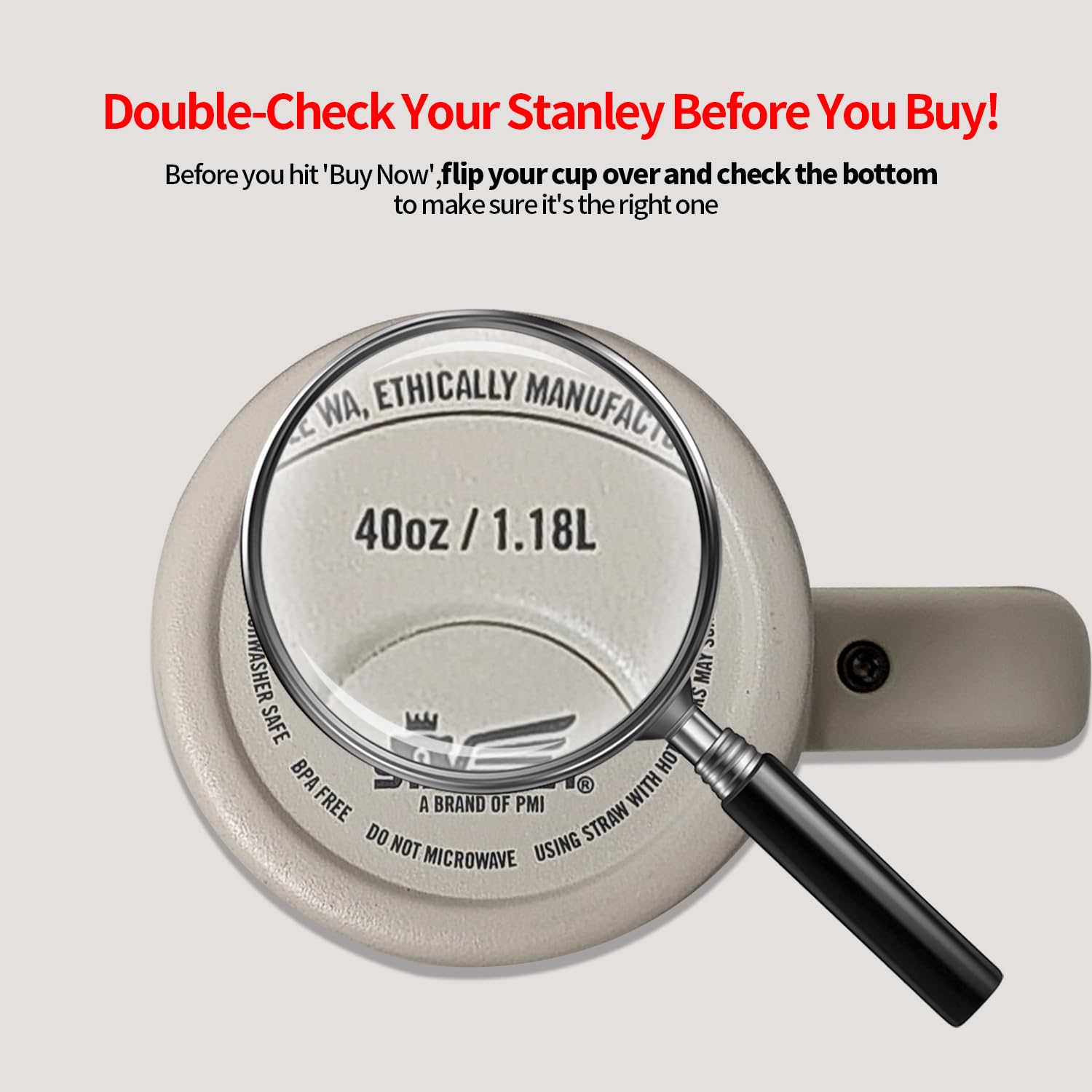 Yirnno Stanley 40oz quencher cream lid side view closed for secure fit