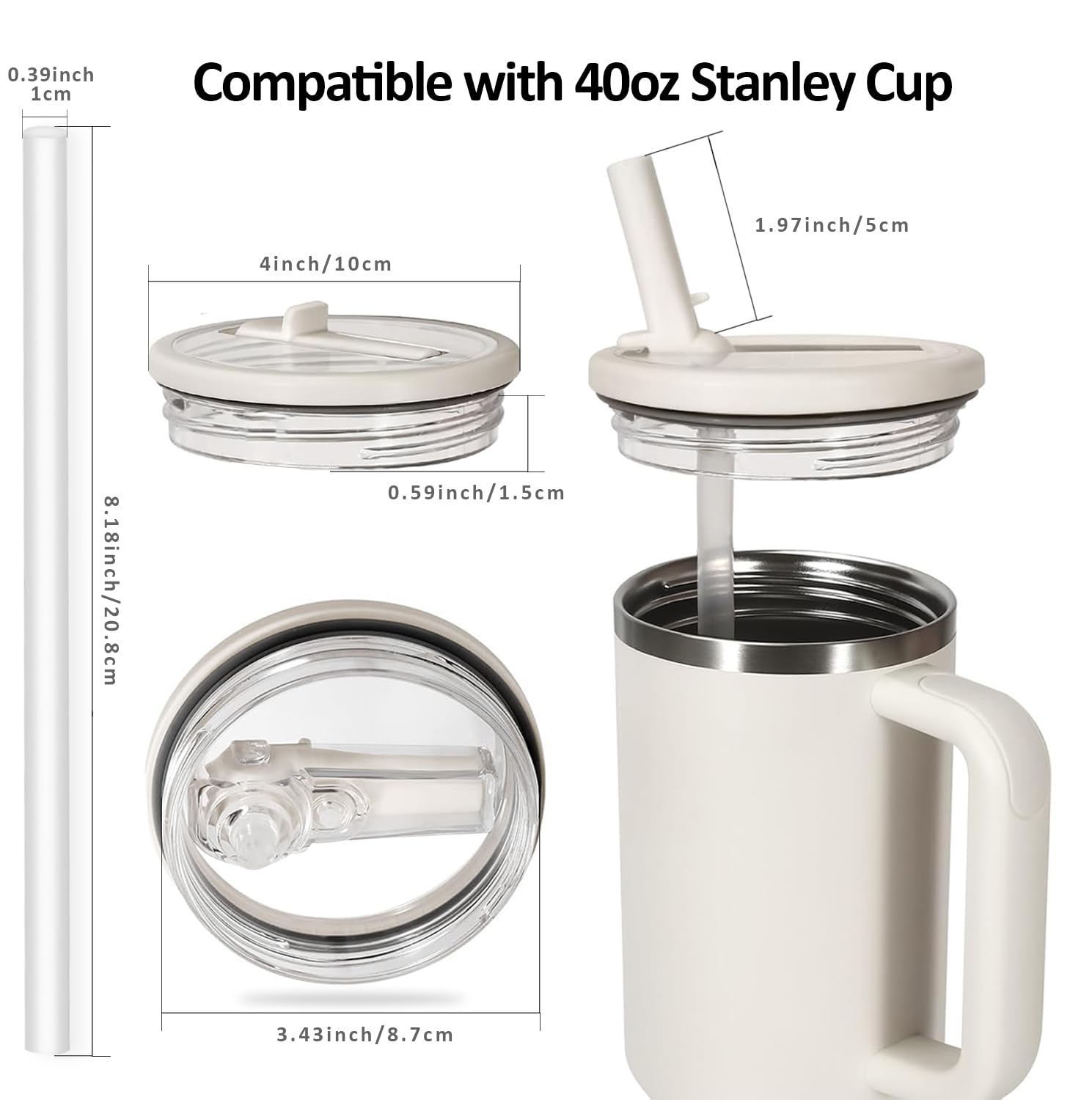 Yirnno Stanley 40oz quencher cream lid two-pack replacement option