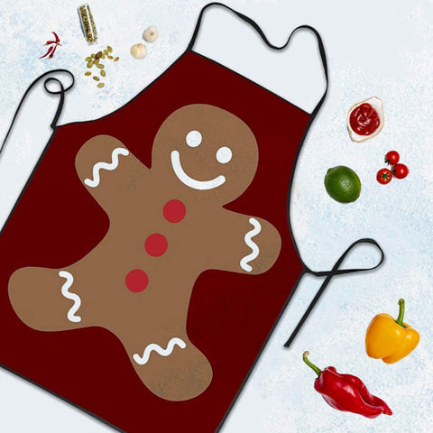 YISHOW Gingerbread Man apron fabric detail showing durable, stain-resistant material