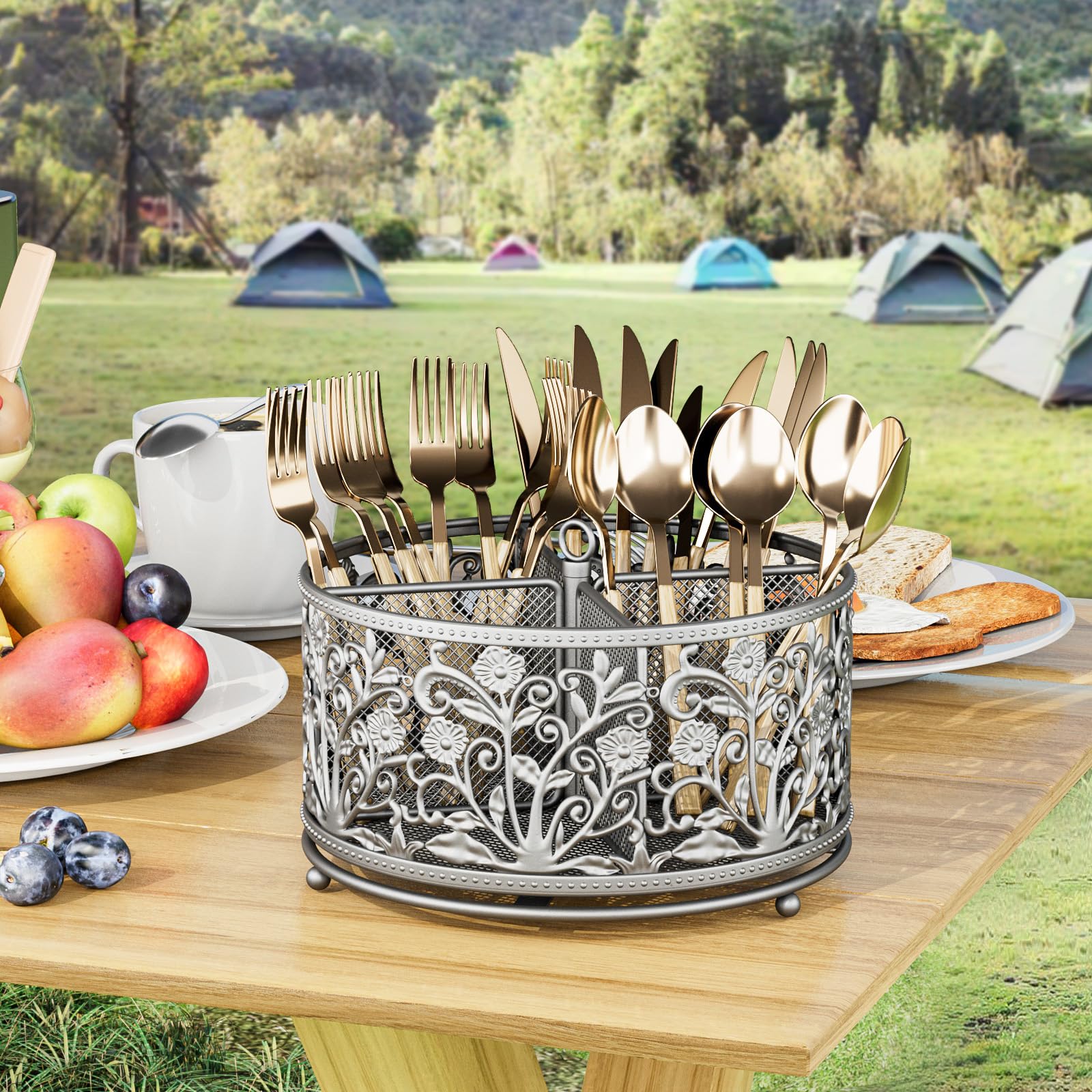 YIUKEA floral design sides add decorative appeal while keeping items accessible.