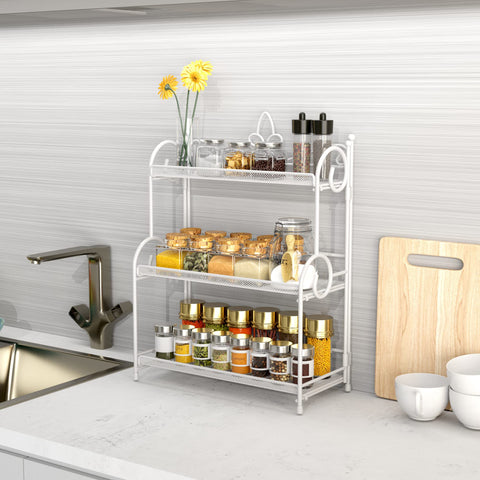 YIUKEA folding design organizer unfolds quickly for easy countertop setup and storage.