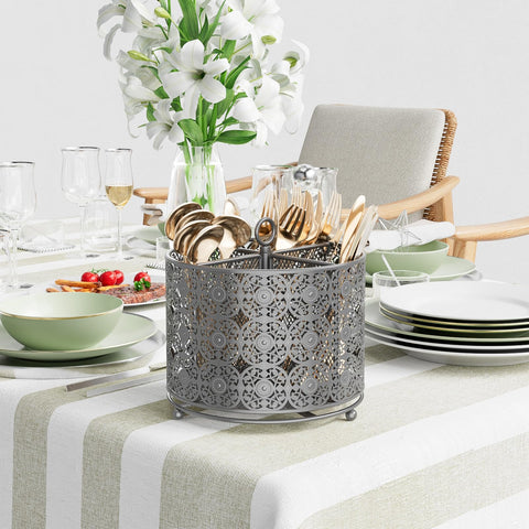 YIUKEA four-compartment silverware organizer for utensils and more
