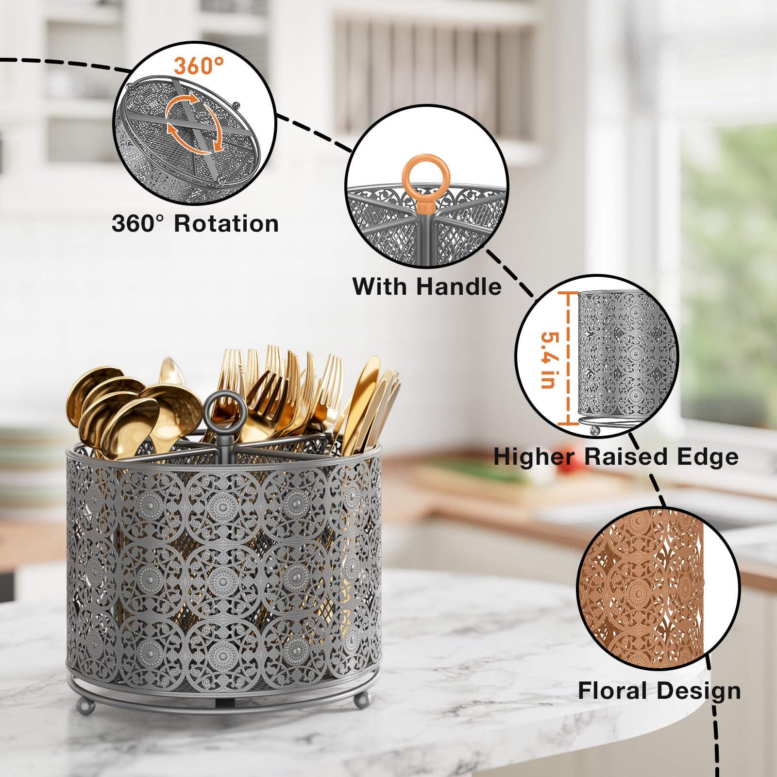YIUKEA premium metal tableware holder with smooth edges