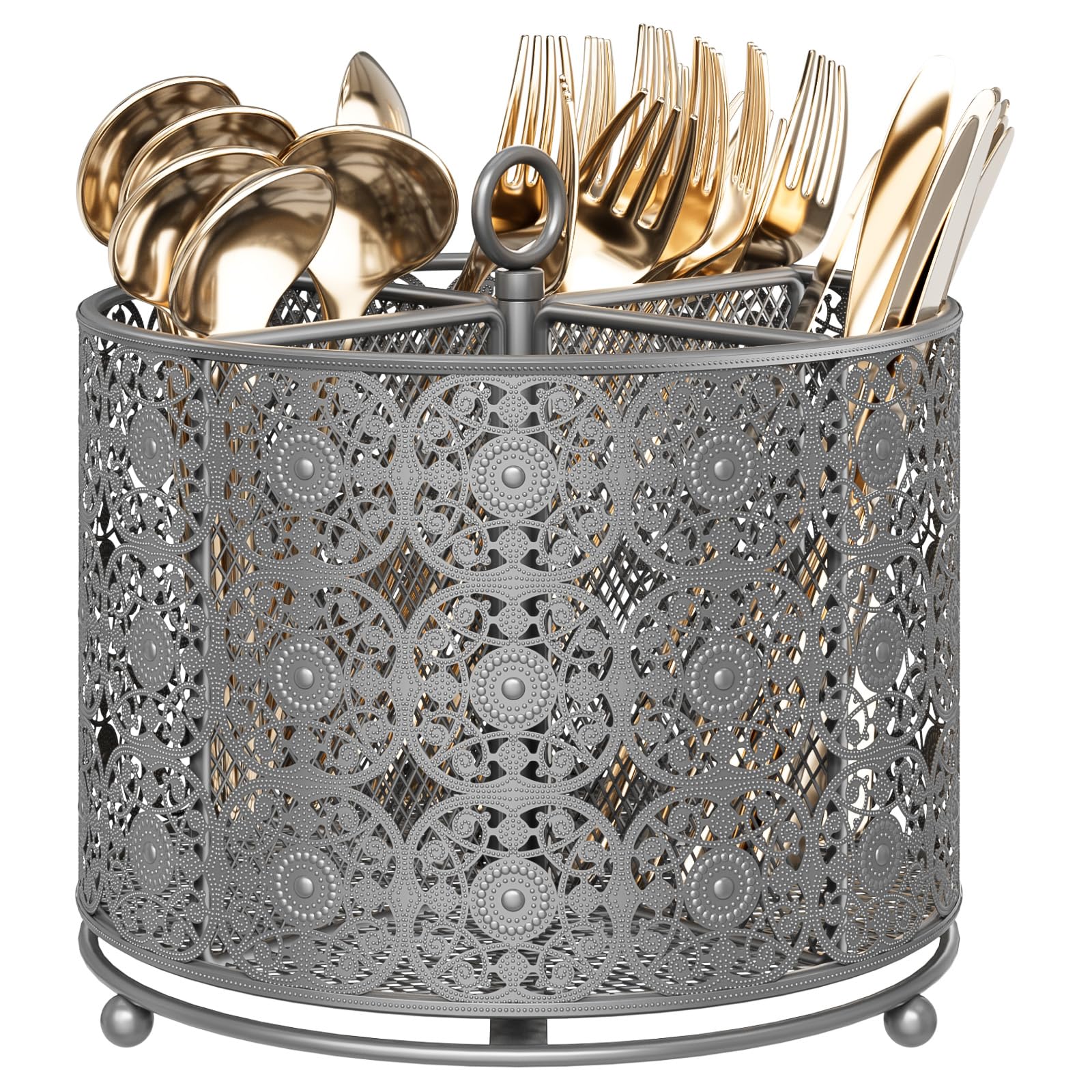 YIUKEA rotating utensil caddy with 360-degree access for easy storage