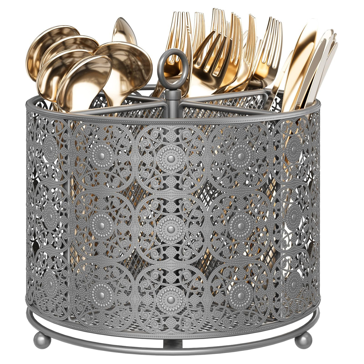 YIUKEA rotating utensil caddy with 360-degree access for easy storage