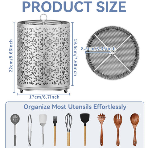 YIUKEA flower-shaped compartments hold 20+ utensils upright for easy access