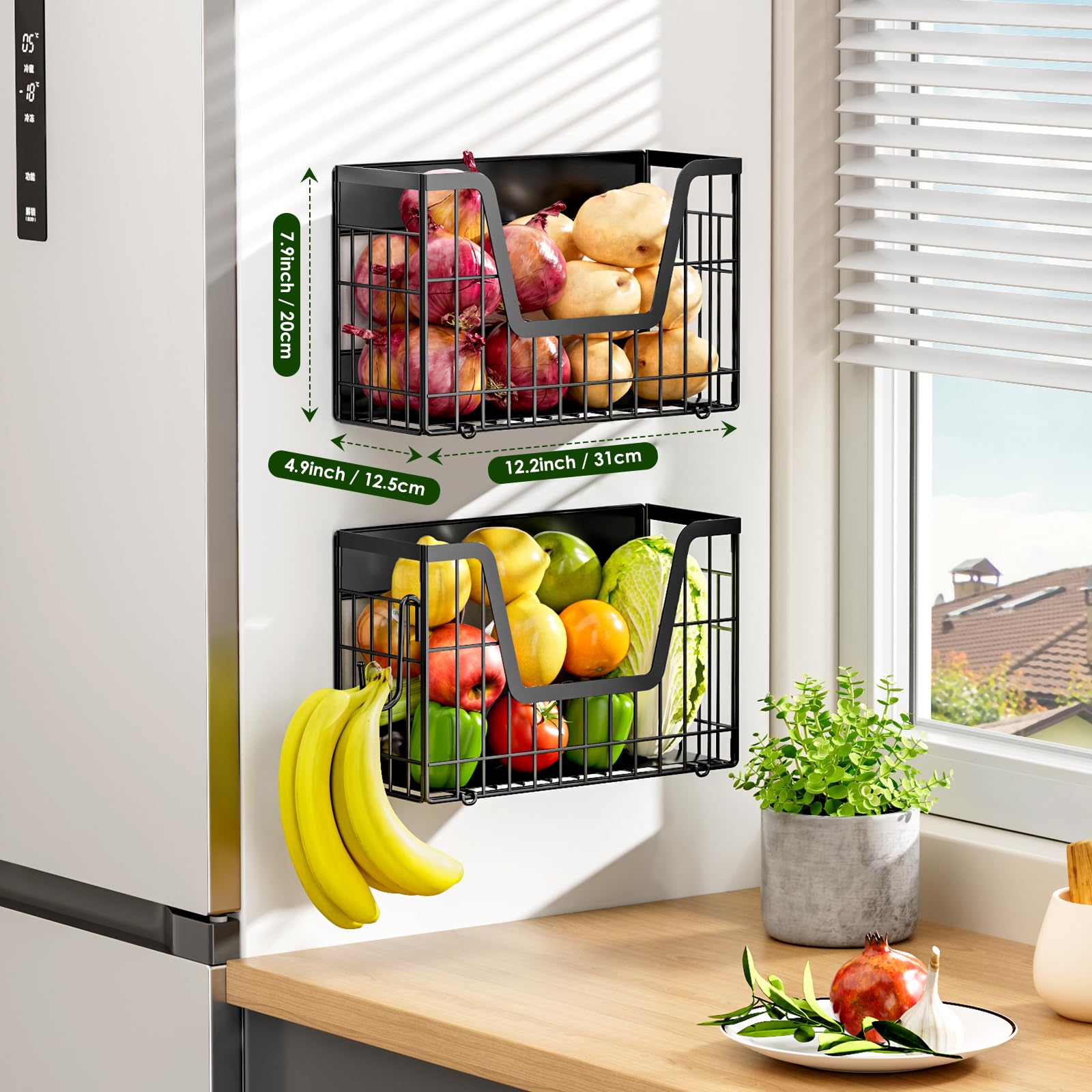 YIWANFW potato and onion storage bin magnetically mounted for organization