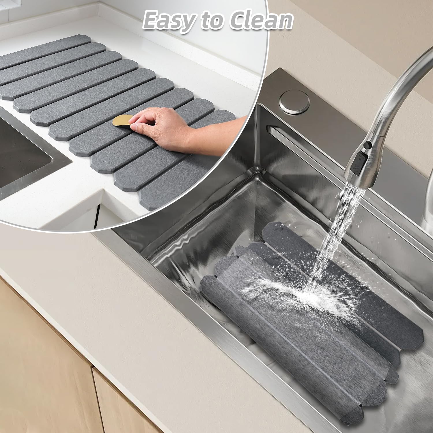 Yiwsnust foldable drying mat stored neatly in cabinet