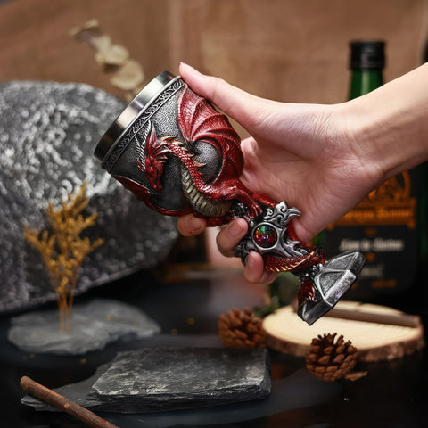 YIXINLOMYY dragon goblet inner stainless steel core for safe, easy cleaning.