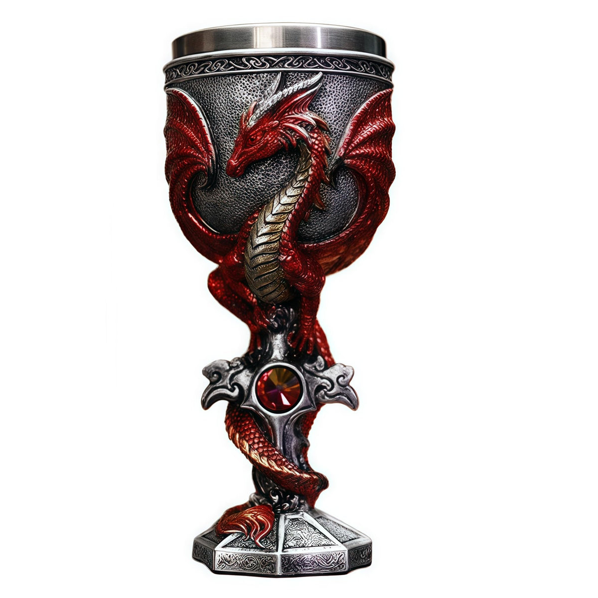 YIXINLOMYY dragon goblet with red exterior detail, a striking table centerpiece.