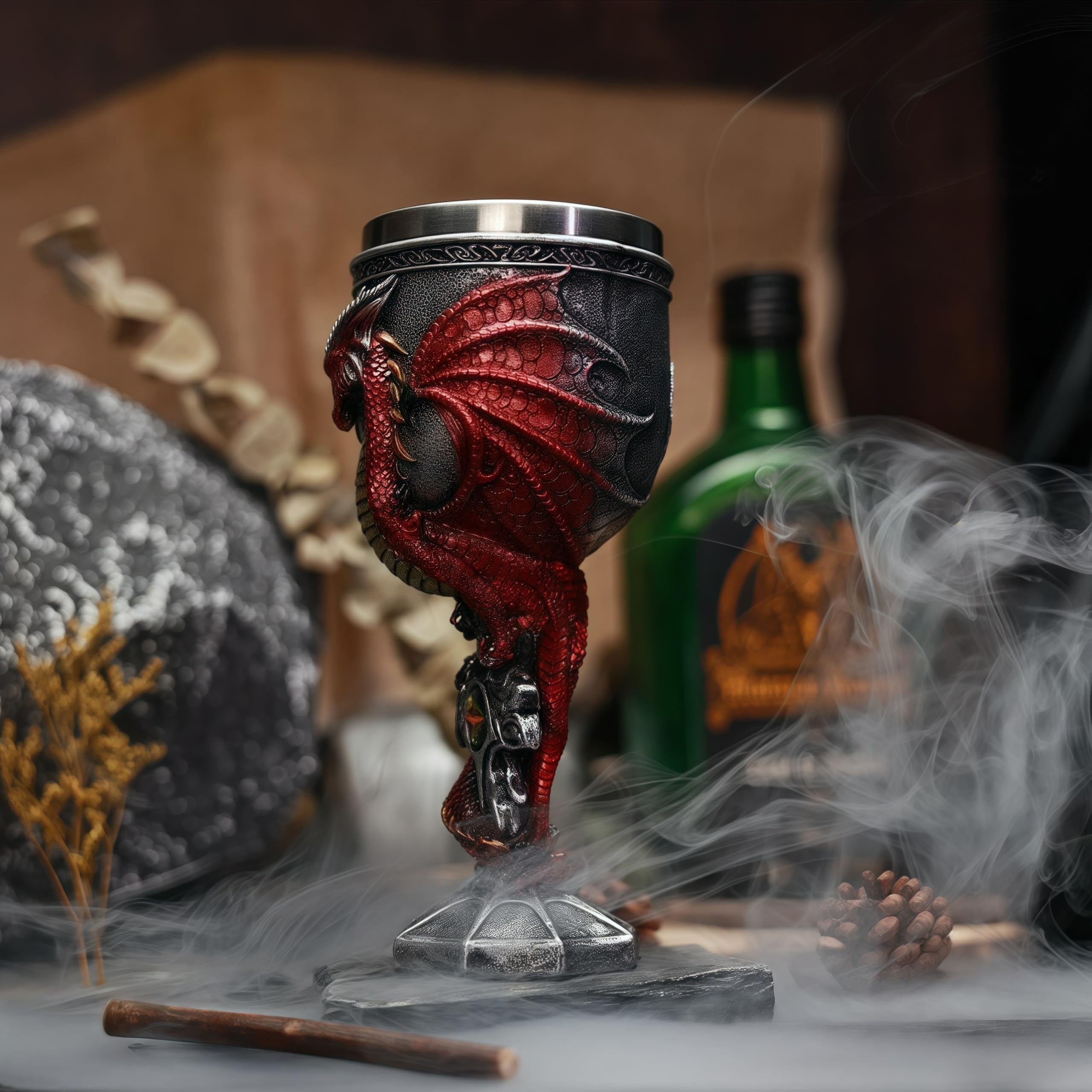 YIXINLOMYY dragon goblet resin dragon with wings adds dramatic flair.