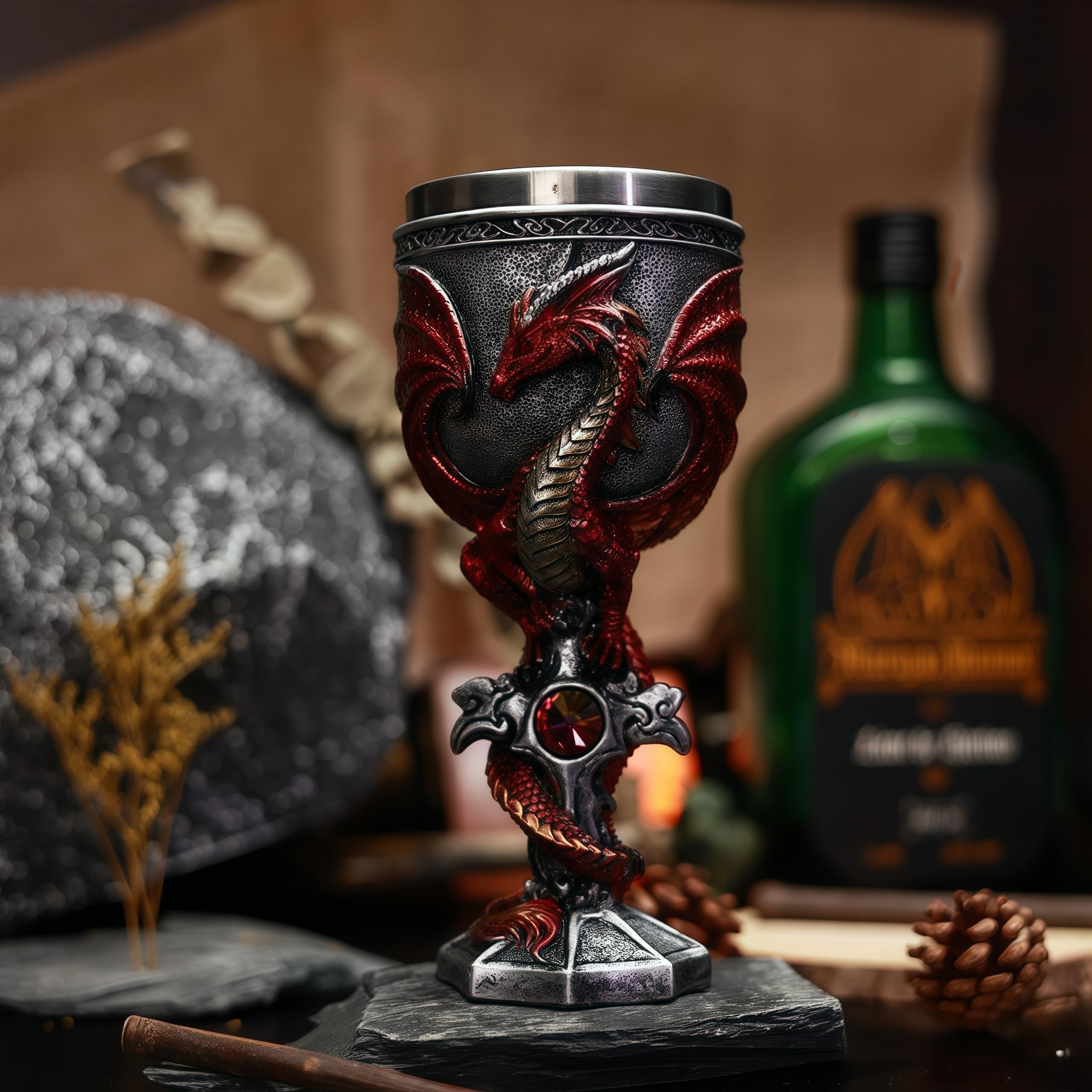YIXINLOMYY dragon goblet on table as dramatic decor.