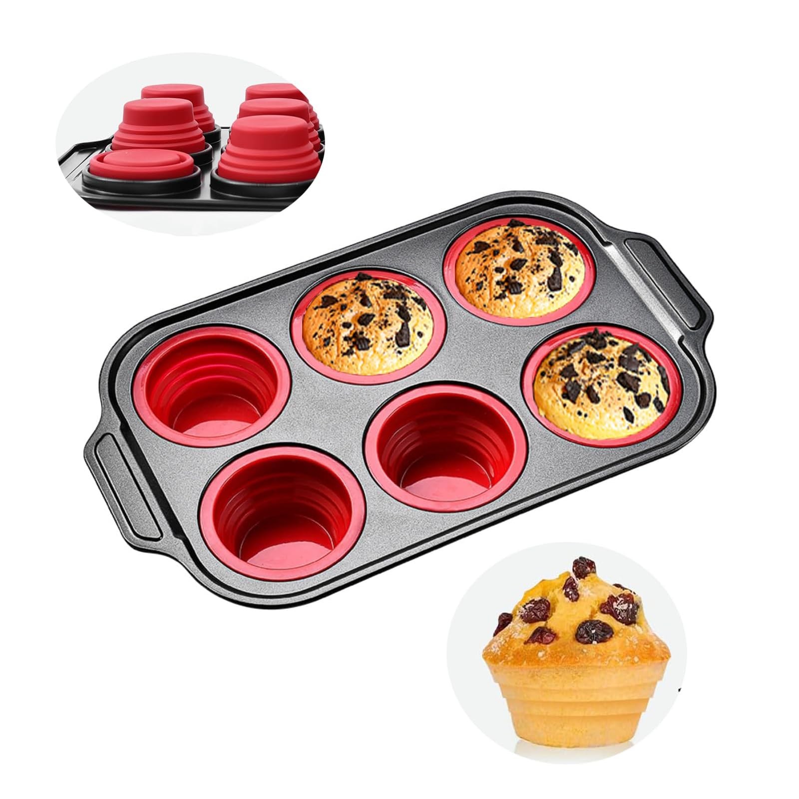 YiYeraio silicone muffin pan, 6 cups, nonstick release for quick muffins