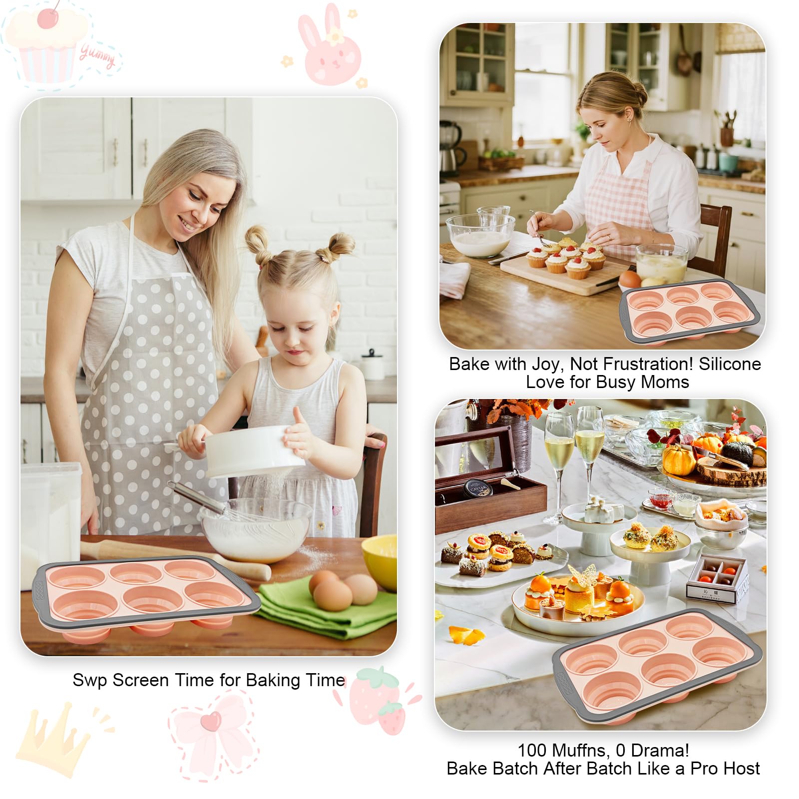 YiYeraio silicone muffin pan ideal for cheesecakes and baked oatmeal