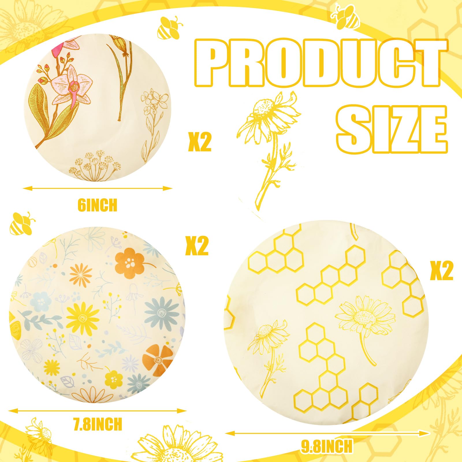 Yiyiring beeswax bowl cover 8in versatile for medium bowls and leftovers