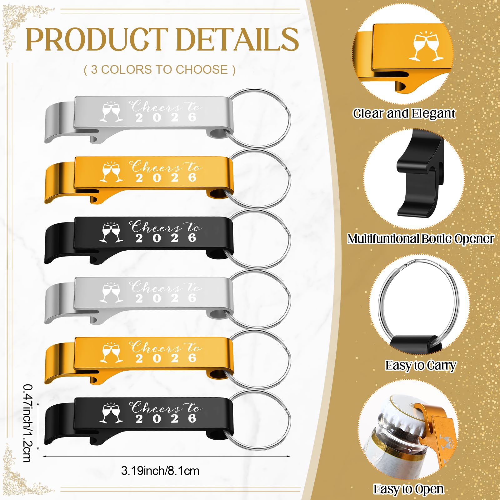 Yiyiring bottle opener keychain in black stainless steel for party favors.